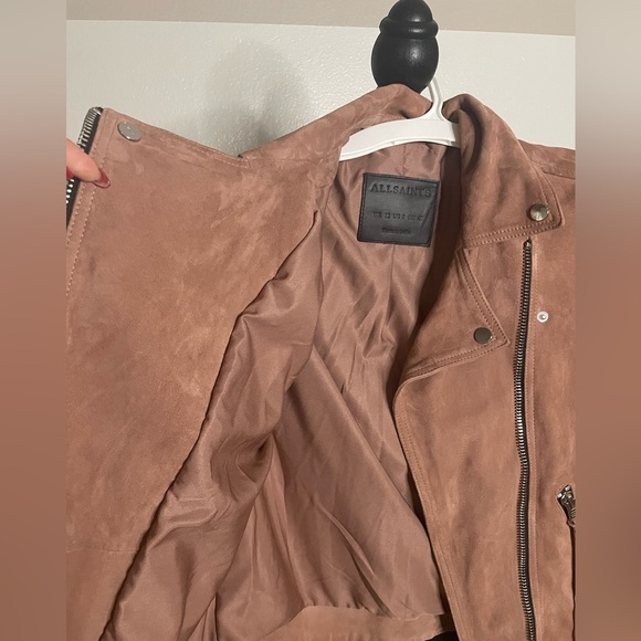 AllSaints Blush Pink 100% Goat Leather Suede Dalby
Biker Jacket Sz 8 (M) - Picture 16 of 16